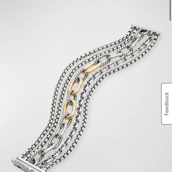 David Yurman
Multi Row Chain Bracelet in Silver with 18K Gold, 29mm - Picture 2 of 10